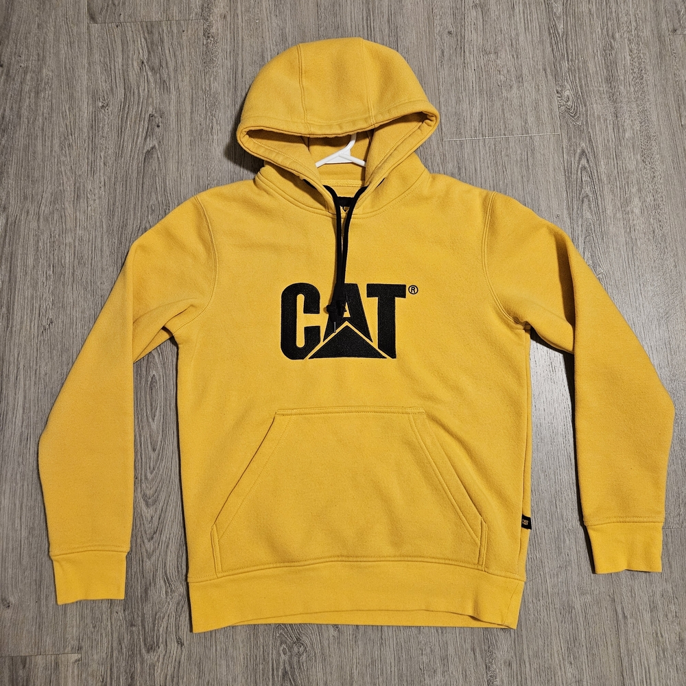 Caterpillar CAT Trademark Yellow Hoodie Men's Size Small